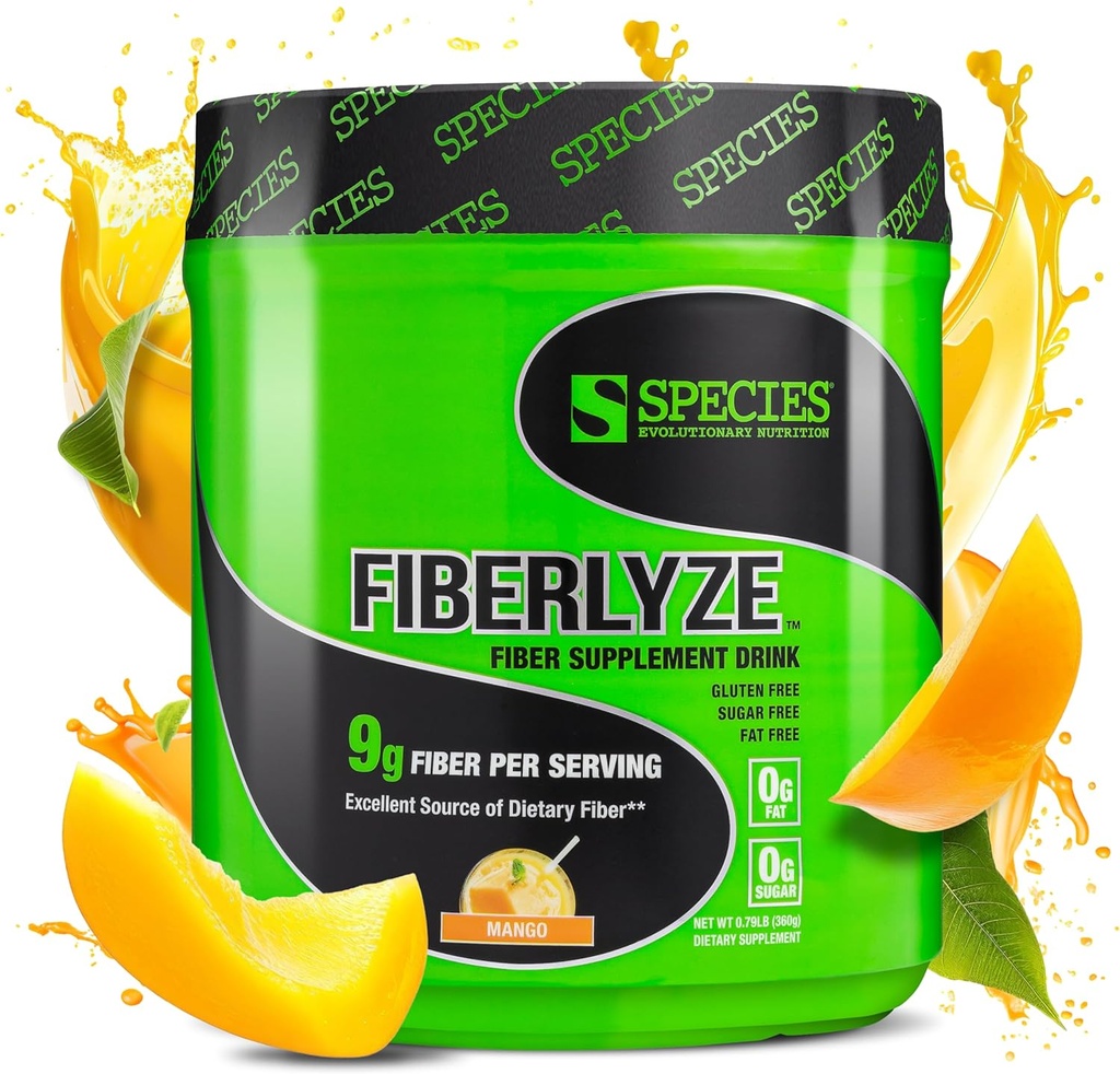 Phụ liên kết dinh dưỡng Fiberlyze Fiber, Psyllium Dựa vào Soluble & Inluble Fiber Powder for Healthy Colan, « Hàm bổ sung » (Mango, 30 chức năng)