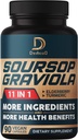 Soursop Graviola Capsules - 3 Bulan Suply - 9450mg Per Serving - 11 Herbs Elderberry, Turmeric Curcumin, Ginger Root, Milk Thistle - Mood, Pikiran, Tubuh & Imune Dukungan - 90 Vegan Capsules