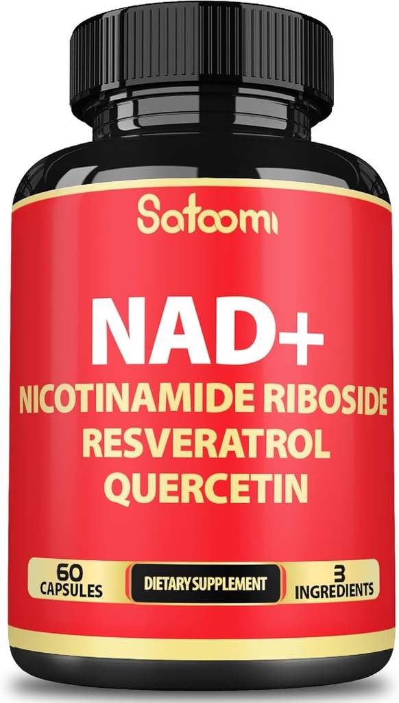 Satoomi NAD Priedas su Nicotinamide Riboside NR, Resveratrol, Quercetin - 60 Count - 30 dienų