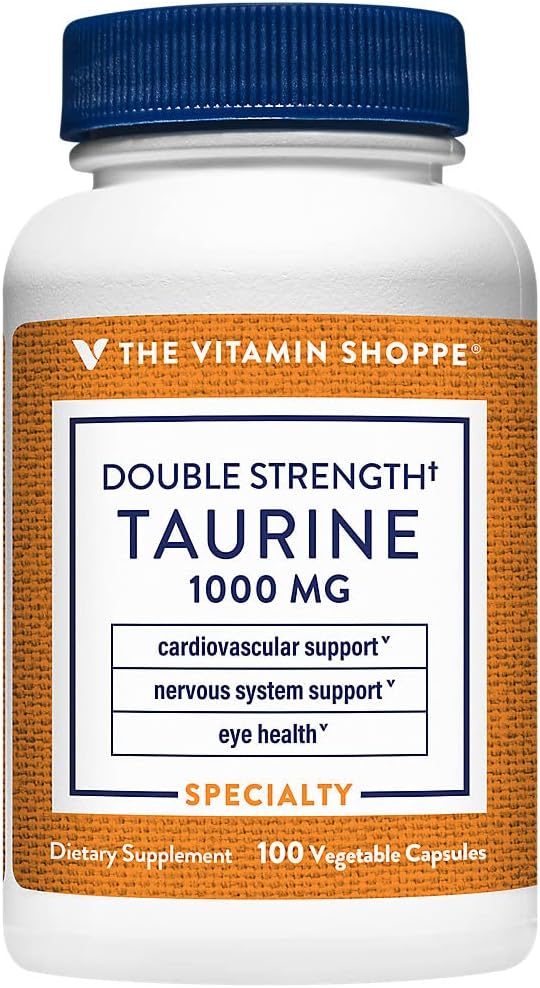 The Vitamin Shoppe Double Strength Taurine - Cardiovascular & Nervous System Support - 1,000 MG (100 Vegetarian Capsules)
