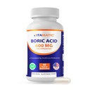 Vitamatic Boric Acid Vaginal Capsule Shell Suppositories 600 mg USP Grade Boric Acid in Vegetarian Capsule Shell - 60 Count