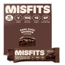 Misfits Vegan Protein Bars, Dark Chocolate Brownie - Original Recipe | Gluten Free, Plant Based, Low Sugar & Carb, High Fiber Snacks | Pack of 12