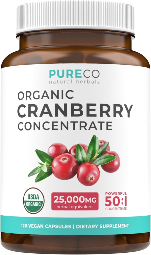 有机Cranberry 提取卡普苏莱斯 -- -- 超级50X Potency Cranberry 药丸,供妇女支持尿性Tract Bladder和Kidney -- -- Vegan Non-GMO USDA 有机和北美来源(供应4个月)