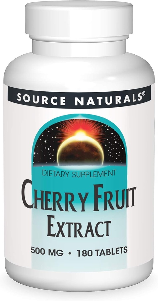 Source Naturals Cherry Fruit Extract, Natural Source of Dermas Bu antioksidan olarak hareket eder*, 500 mg - 180 Tablet