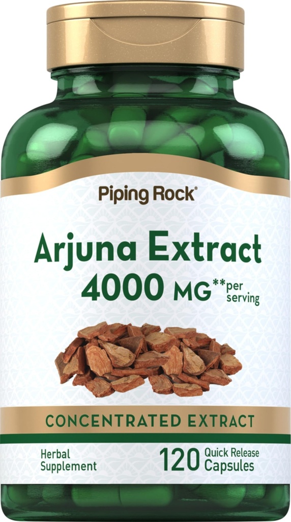 Piping Rock Arjuna Extract | 120 Capsules | from Arjuna Bark Herb | Concentrated Herbal Supplement | Non-GMO, Gluten Free