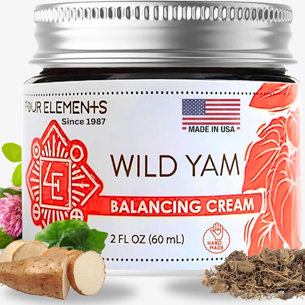 Fire Elements 4E Wild Yam Balancing Cream, 2 OZ - 1. plass vinner på 2023 International Herb Symposium for kremer og salver! Stolt Farmed, håndholdt og pakket i WI, USA.