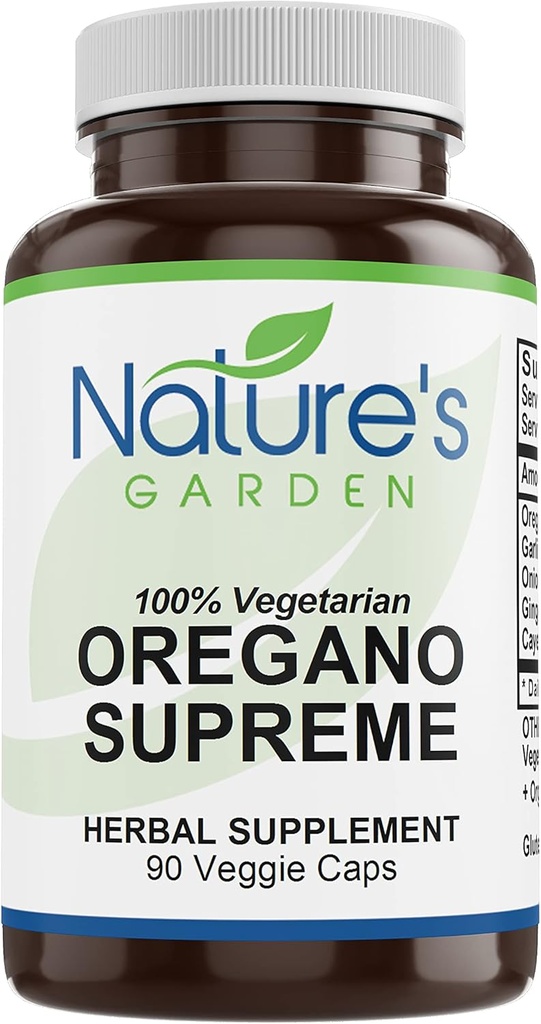 NATURE'S GARDEN ESSENTIALS Oregano Supreme (w/Garlic, Onion, Ginger & Cayenne) - 90 Veggie Caps