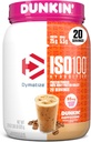 Dymatize x Dunkin' Cappuccino ISO100 Whey Protein Powder, 95mg Caffeine, 25g Protein5.5g BCAAs, 120 Cal., Glutenfrei, 1g Fett, 1g Zucker, 2g Carb (20 Servierungen)
