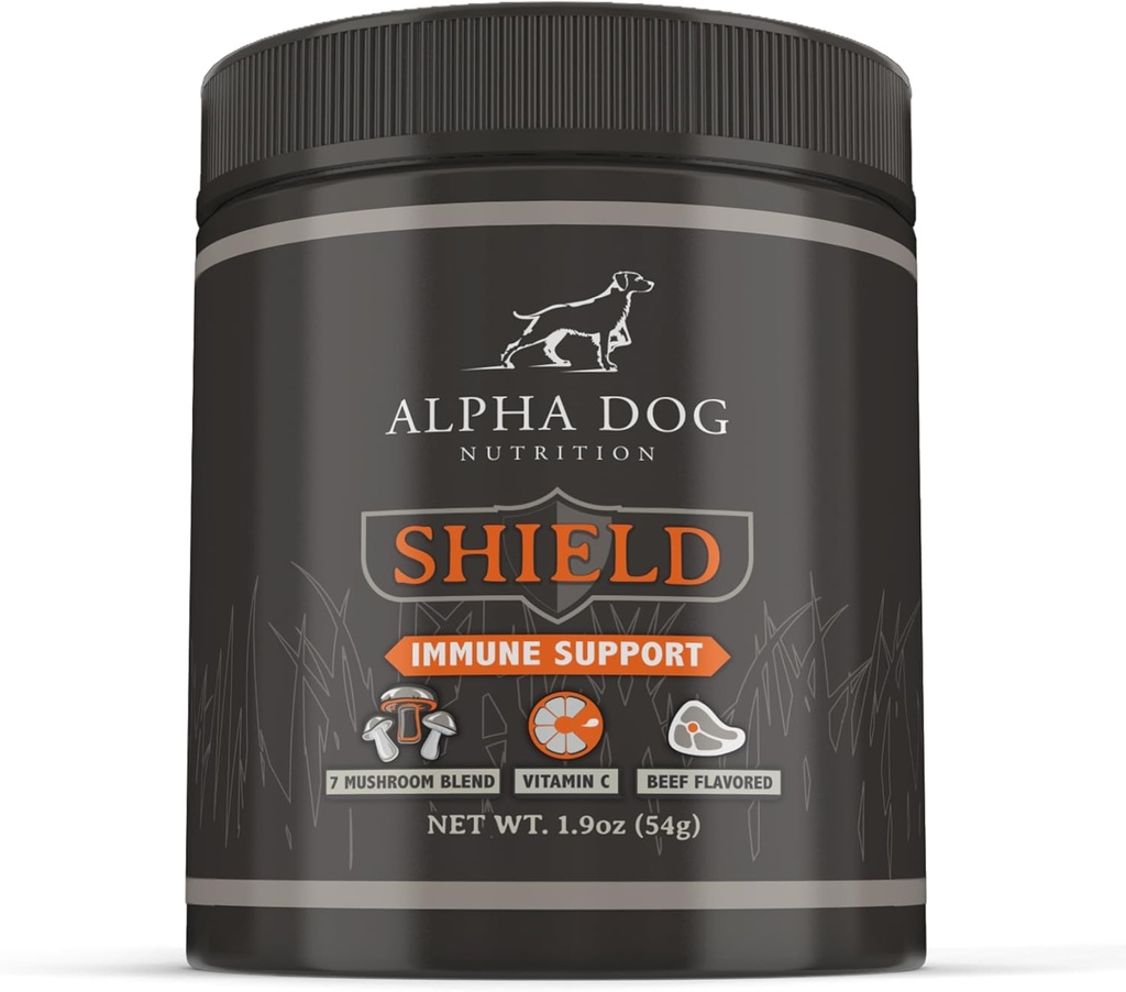 Hộp Alergy Immune hỗ trợ chó bởi Alpha Dog Nutritation - 7 Nutritional Mushroom Powder Powder Powder C để Boost Immunity - 60 phục vụ cho những chú chó nhỏ Breed, 54g