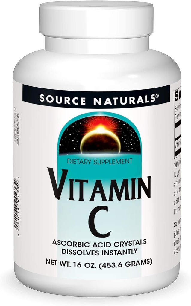 Kilde Naturals Vitamin C - Askorbinsyrekrystaller Det løser umiddelbart, kosttilskudd - 16 oz