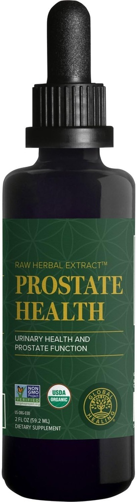 Global Healing Organic Prostate Health - Mens Health Supplement - Prostate Supplements Help Urinary Bladder Control, Frequent Urination הקלה מפחיתה את נסיעות האמבטיה - 2 Fl Oz
