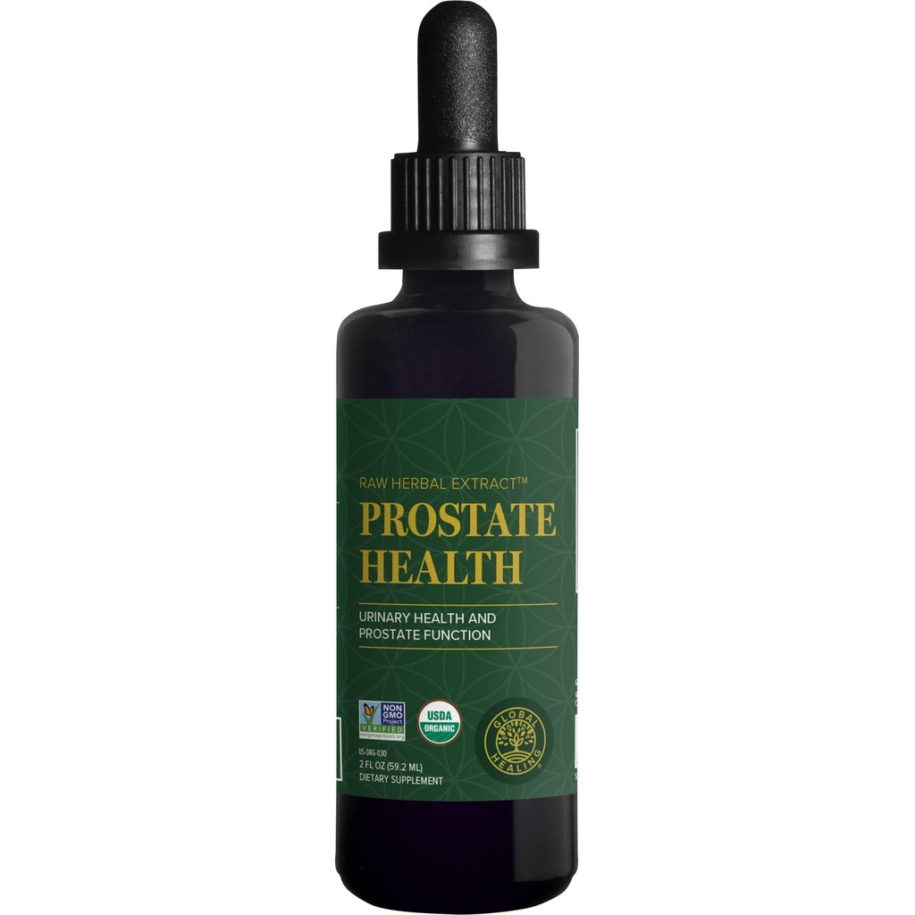 Global Healing Organic Prostate Health - Mens Health Supplement - Prostate Supplements Help Urinary Bladder Control, Frequent Urination Relief Reduces Bathroom Trips - 2 Fl Oz