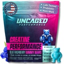 Creatine Monohydrate Gummies 5g with Prebiotic Fiber for Muscle Growth & Strength, 30 Servings, Blue Raspberry - Lab Tested - 5000mg Premium All Natural