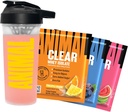 동물 Clear Whey Protein Isolate Sampler Pack & Shaker Bottle - Deliciously Juicy 20g Protein, Watermelon Limeade, Blueberry Acai, Pineapple Orange, 3 단 하나 조각 패킷