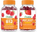 Chất béo B12 + Beet Root, Gummies Bundle - Nguồn cung cấp vitamin, Gluten miễn phí, GMO miễn phí, dễ nhai