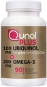 Qunol Plus Ubiquinol CoQ10 100mg med Omega 3 Fish Oil 250mg, Ekstra styrke Antioksidant Supplement, 90 greve
