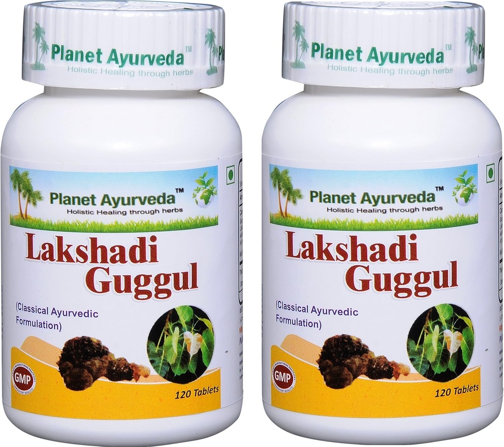 Planeta Ayurvda Lakshadi Guggul - Comprimidos de ervas, 100% Natural - 2 Garrafas (Cada garrafa contém 120 Comprimidos)