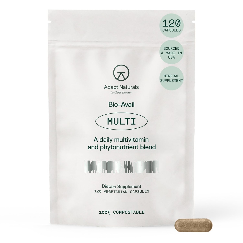 Adapt Naturals Multivitamin for Women & Men, Bioavailable Easy-to-Absorb Multivitamin Daily Supplement with Biotin, Niacin, Vitamin A, B, C, D, E, K1, Zinc, Magnesium - Immune Support - 30 Day Supply