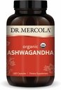 Dr. Mercola Organic Ashwagandha - תומך בייצור אנרגיה ובריאות Adrenal - 800 מ"ג פרי - non-GMO, Gluten-Free & Soy-Free - USDA אורגני - 180 קפסולות (90 משרתים)