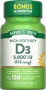 Nature's Truth Vitamin D3 5000 IU Softgels | 130 Count | Hohe Potenz | Non-GMO & Gluten Kostenlose Ergänzung
