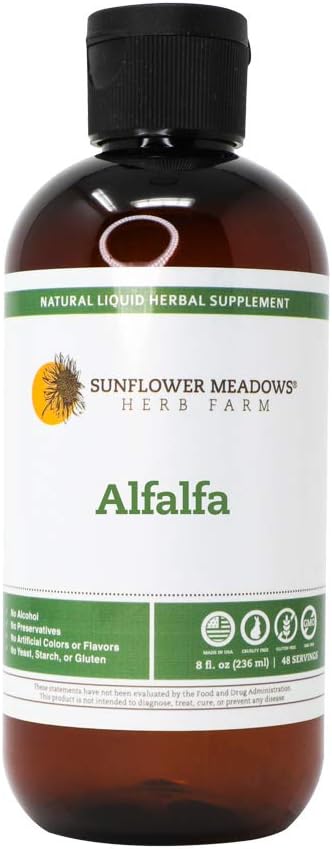 Alfalfa Liquid Herbal Supplement - 8oz- Bez alkoholu, Non-GMO, Made with Organic Ingredients