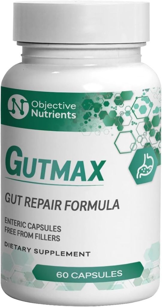 Gutmax Gut Repair Formula with Lactoferrin and Butyrate, Enteric Capsules, No Fillers or Flow Agents, 60 Count