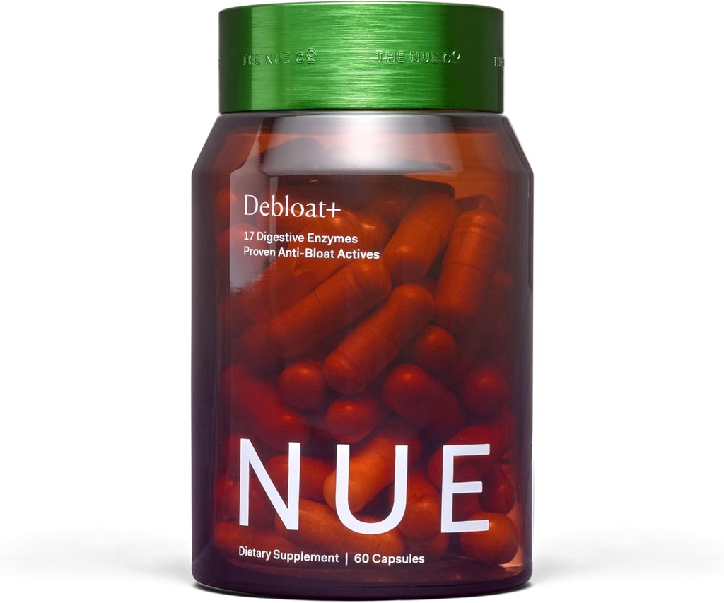 Nue Co. DEBLOAT+ Täiendus, Bloating, Soothes gaasi ja kõhuvalu, immuunsuse toetamine, parandab soolestiku tervist, Vegan, Gluteenivaba, 60 kapslit