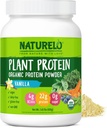 NATURELO Plant Protein Powder, Vanilla, 22g Protein - Non-GMO, Vegan, No Gluten, Dairy eller Soy - Inga konstgjorda smaker, syntetisk färgning, konserveringsmedel eller tillsatser - 20 portioner