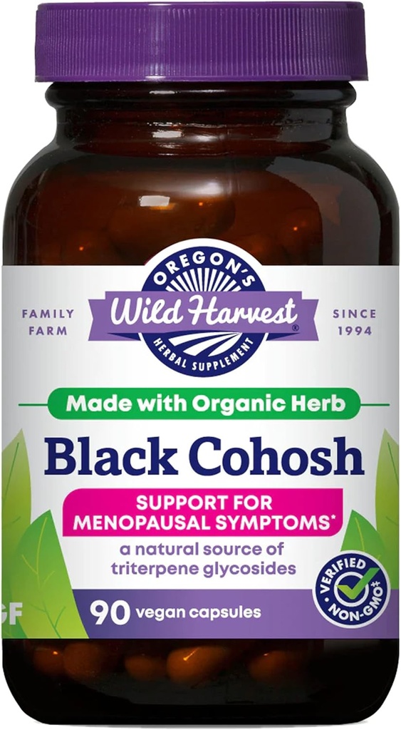 Oregongo Wild Harvest Black Cohosh belar osagarri organikoa, 90 konde