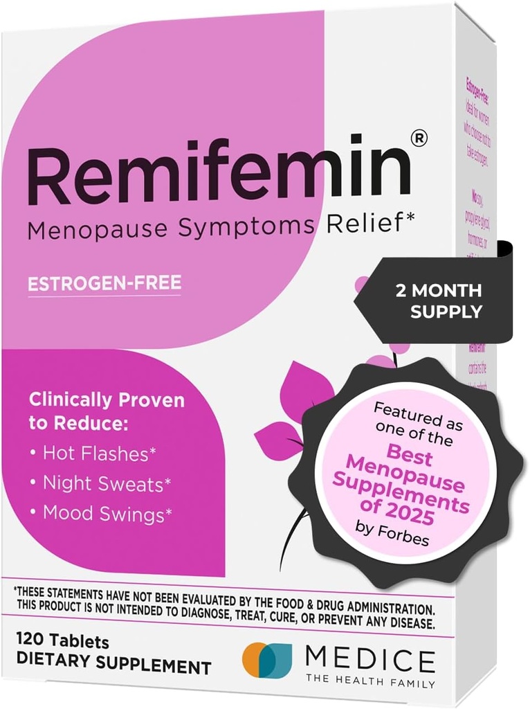 Remifemin Menopauze Symptomen Verlichting - Klinisch bewezen Ingrediënten - Menopauze Supplementen - Black Cohosh - Estrogen-Free - Made in Germany - 120 Tablets