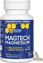 Magnesio Magtein L-Threonate, Glycinate & Taurate - 200mg Magnesio Konplexua - MagTech Magnesium osagarria Erlaxatzeko eta Garuneko Osasunerako - 90 kapsula