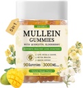 Mullein Gummies med 3600mg Mullein Leaf Extract, 7 i 1 för Lung Cleanse, Respiratory Lung Health, Immune Booster, Elderberry, Quercetin, Bromelain, Vitamin C & D3, No Sugar, för vuxna, Vegan, 90 Count