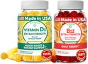 Lunakai Vitamine D3 en Vitamine B12 Gummies Bundle - Immuniteit, Bone en Mood Ondersteuning VIT D3 2000IU Supplement - 3000mcg Methylcobalamine Hoge Absorptie Energie Gummy - 30 Days Supply
