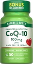 Nature's Truth CoQ10 100mg 50 Softgels Plus Чорний перець Екстракт Не-GMO і клейковини Безкоштовна добавка