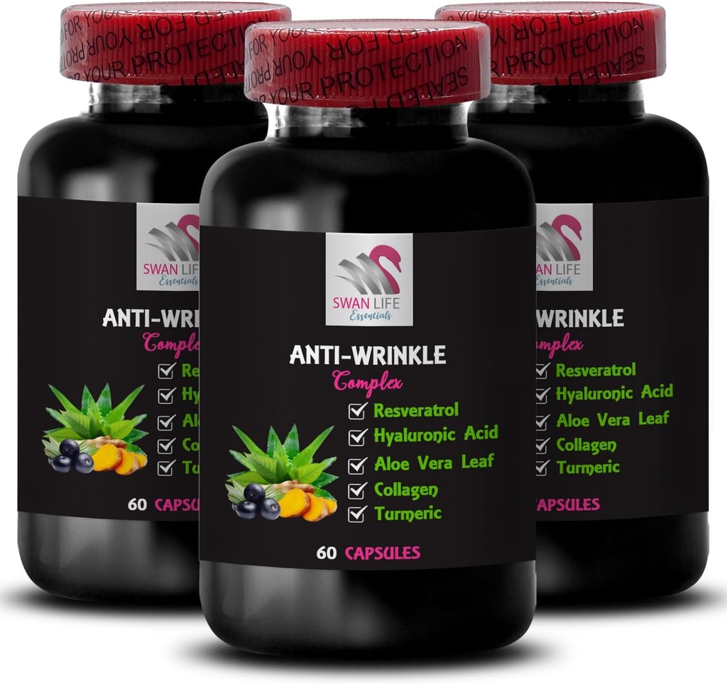 Alpha Lipoic Acid - Anti- Wrinkle Complex - L- Glutathione, Aloe Vera, Collagen Dukungan, Green Coffee Bean, Lycopene, Turmeric, Grape Seed, Hydration Boost, Skin Firming, Smooth Texture 3O0Caps