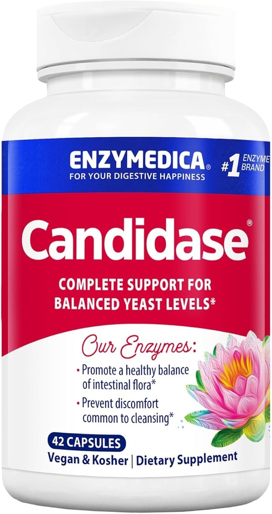 Enzymedica, Candidase, Digestive Enzymes for Gentle Cleansing Support, Gut Health & Trawienie, 42 Count