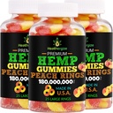 3PACK Hemp Gummies Hemp Oil Fresh Peach Rings Hemp Gummy Candy-for Sleep, Calm, Peace and Chill-Natural Edibles Party-Made in USA