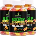 3PACK Hemp Gummies Premium HempOil Fresh Peach Rings Hemp Gummy-for sleep, cool, chill, Chill-Natural edibles Party-Made in USA