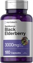 Horbäach Black Elderberry 3000mg Капсули 180 Не-GMO, Глютен Безкоштовно Sambucus екстракт добавки