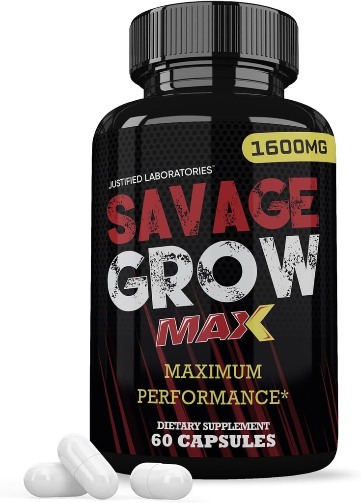 Justified Laboratories Savage Grow Max 1600MG Advanced Miesten Heath Formula 60 kapselia