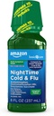Basic Care Nighttime Cold & Flu Relief, Pain Reliever, Fever Reducer, Cough Suppressant & Antihistamine Liquid, Original flavor, 8 fl oz (패키지 1)