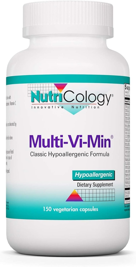 Nutricology Multi-Vi-Min Supplement - Men & Qadınlar üçün Multivitamin, Iron, Daily Vitamins ilə, Yetişkin üçün, Yüksək Potensial, Bio, Vegetarian Capsules - 150 Count