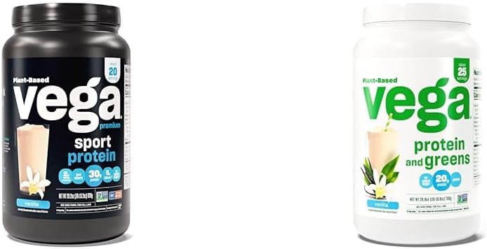 Vega Premium Sport Proteina Vanilie Proteina pulbere și verde praf de proteine