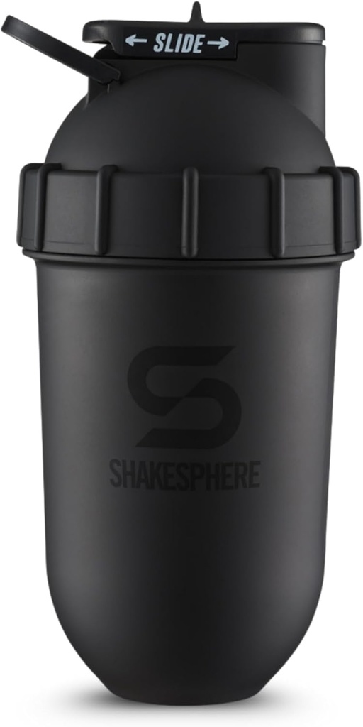 SHAKESPHERE 摇摆瓶 - 24oz Leak Proof 蛋白质摇摆瓶用于前期工作,平滑,以及粉末饮用混合剂,无BLADE 混合剂用于Gym,无BPA,轻松清洁和易于携带(Matte Black)