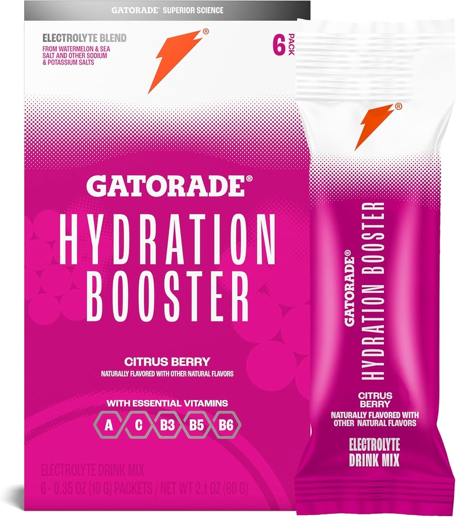 Goveratorade Hyperation Booster electrony people cames packets, Citrus Barry, Fiperlyte Brendyd, no ups, no bote Sweeters, A, C, C, B3, B5, B6, B6, ผลิต 20 FI Oz, (6 แพ็ค)