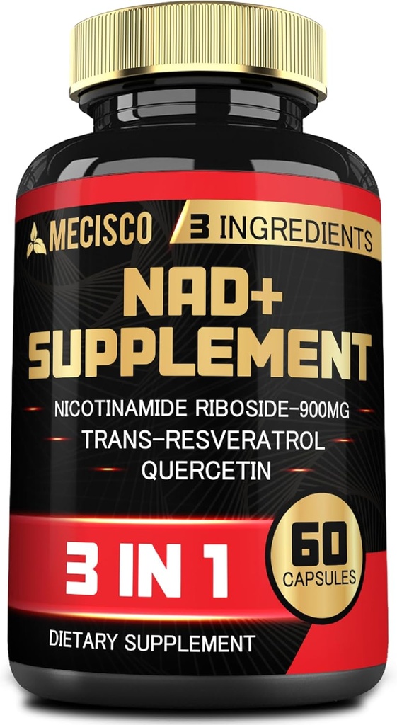 3in1 NAD + Tillägg 1200Mg - Nikotinamid Riboside med Trans Resveratrol & Quercetin - Cellulär aktivitet, immun, åldrande hälsa - 60 greveförsörjning i 30 dagar
