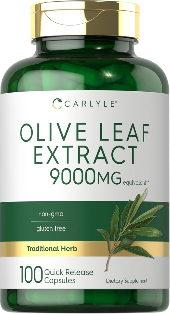 Carlyle Olive Leaf Extract Kapslid 9000 9000mg | 100 Count | Non-GMO, Gluteenivaba | kõrge potentsi täiendus