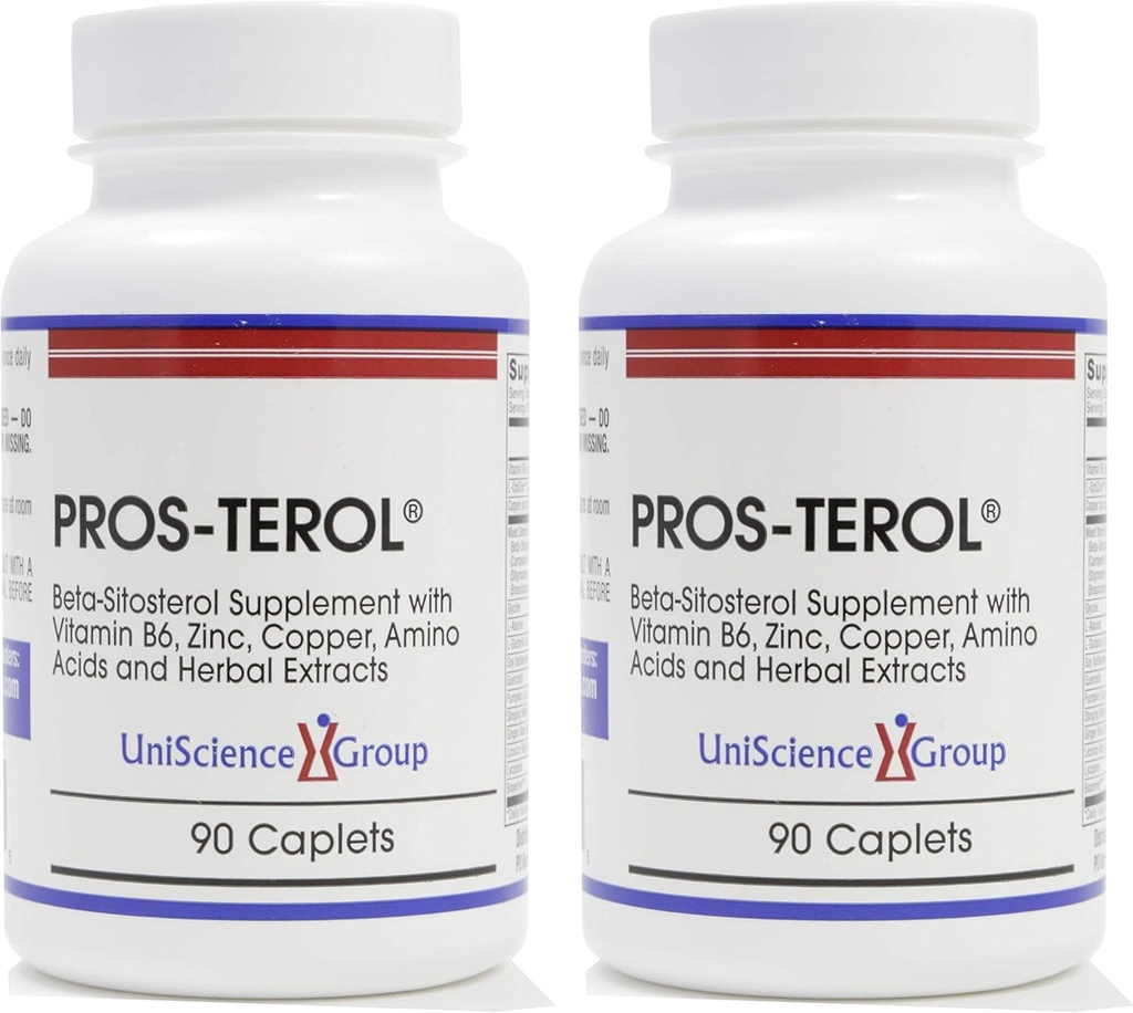 Pros-TEROL (2 kit de garrafa), alívio da próstata com 900 mg Esterols de plantas com sementes de abóbora, raiz de espuma de Stinging, raiz de gengibre, extratos de raiz de alcaçuz 90 Caplets