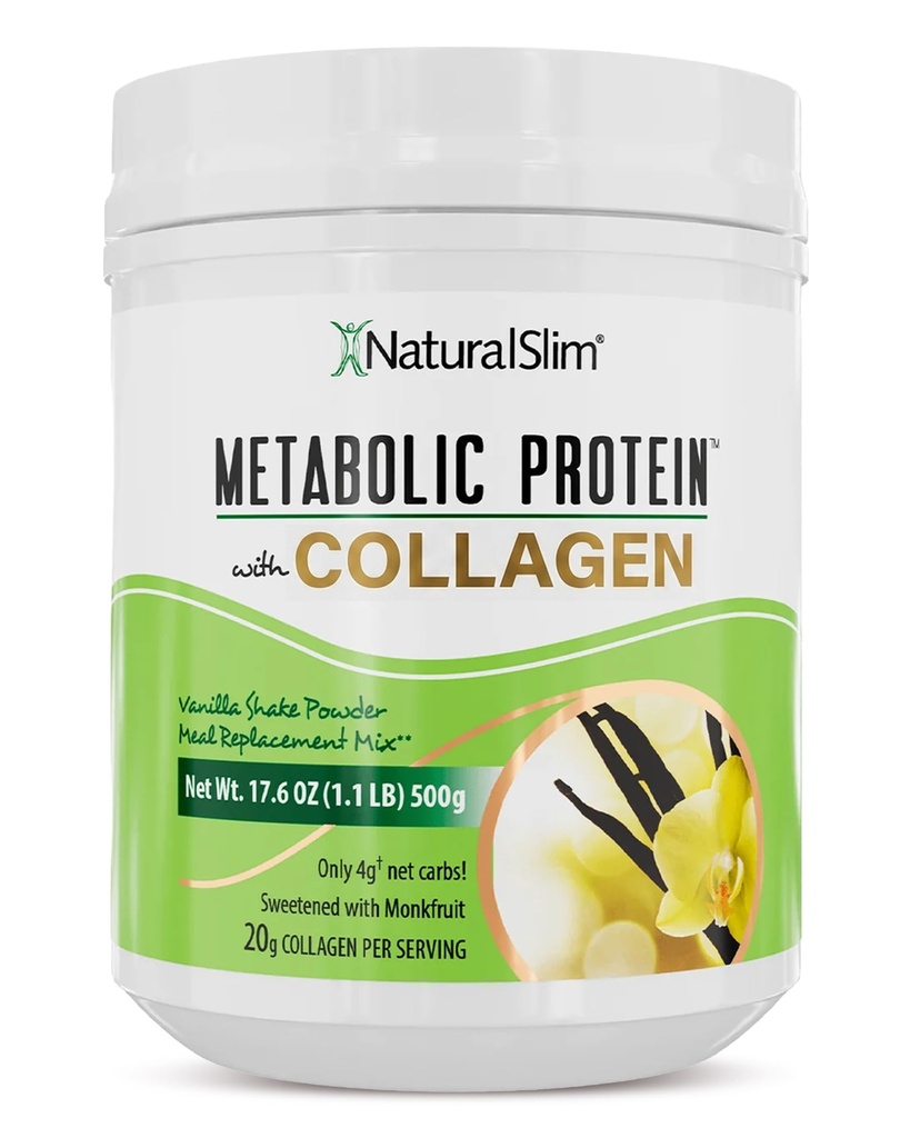 NaturalSlim Metabolic Protein Powder with Collagen | Whey Protein & L-Glutamine | Supports Metabolism, Digestion, Skin & Muscle | Low Carb | 17.06 oz Vanilla