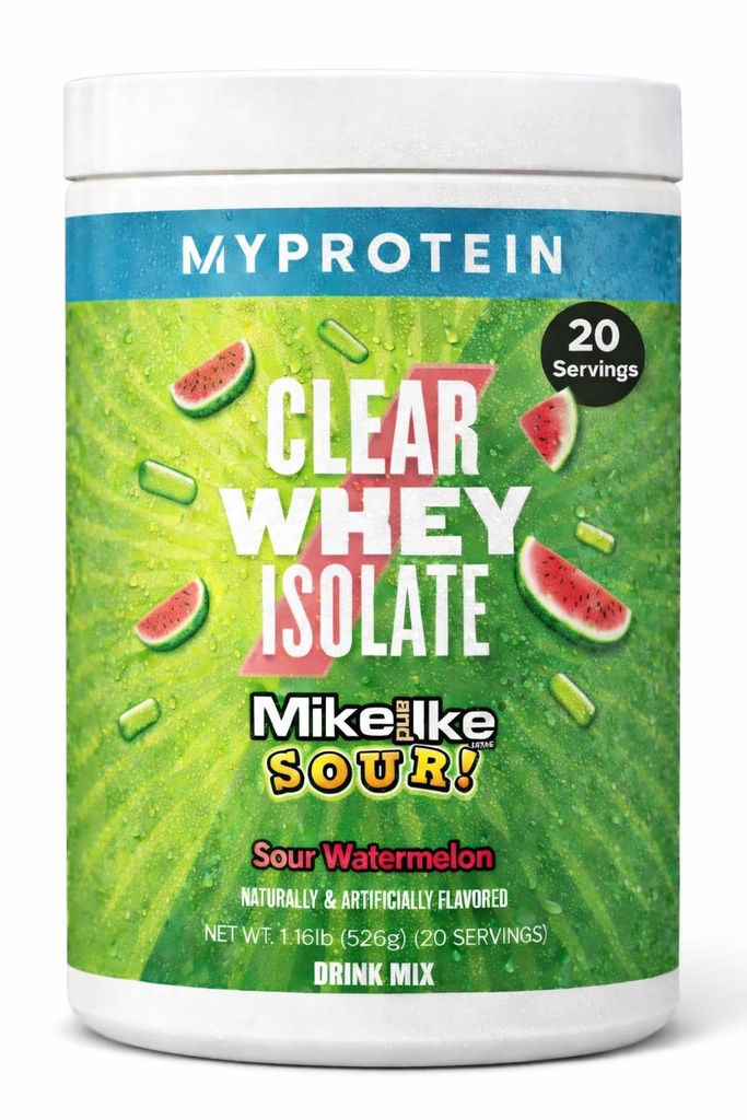Myprotein Clear Whey Isolate Protein Powder, 20 Servings (1.1lbs) Fruity Mike and IKE Sour Watermelon Drink Mix, 20g Protein per Serving, Daily Drink for Superior Performance